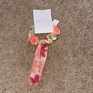 Tahari Multicolor Floral Bow Scrunchie with Tails
